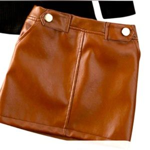 Size 2t Leather brown skirt Walmart elastic waist 2 pockets